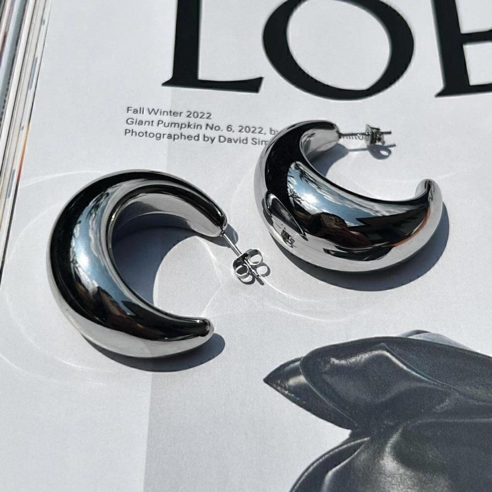 New! “Nina” Large Silver Chunky Studs Hoop Earrings